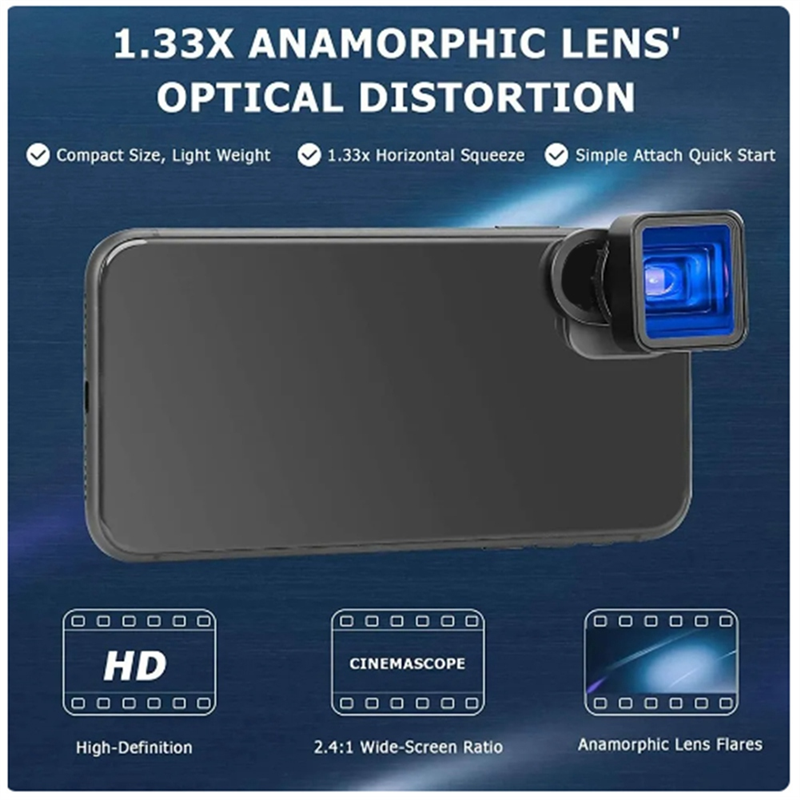 1 PCS 1.33X Anamorphic Lens Mobile Phone Video Widescreen Movie Lens By Filmic Pro App. 