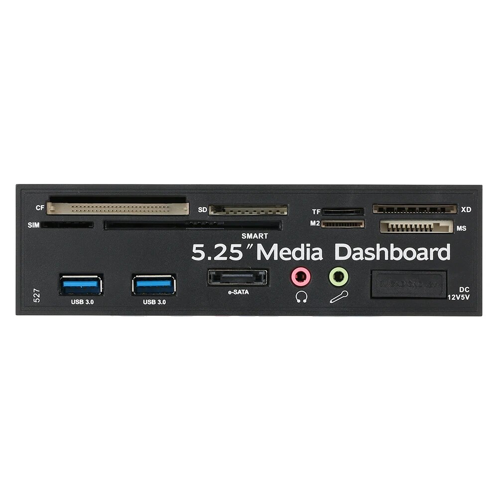 Multi-Function USB 3.0 Hub eSATA Port Internal Card Reader Dashboard Media Front Panel Audio for SD MS CF TF M2 MMC Memory Cards. 