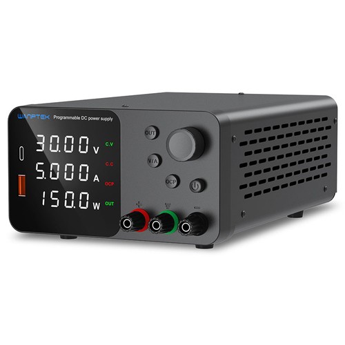 WANPTEK TPS305 Adjustable Regulated DC Power Supply, 30V 5A, Encoder Adjustment, USB Type-C Fast Charge, 4-Digit Display, Low Noise, A/V Switching, Cooling Fan White - UK Plug. 