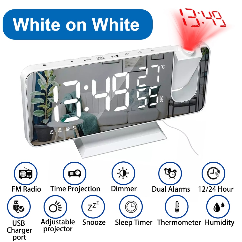 記念日 180 Projection Alarm Clock Digital Automatic Dimming Dua Alarms