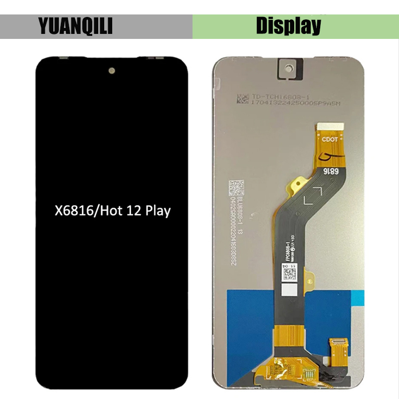 6.82 inch For Infinix  Hot 12 Play X6816  LCD Display Touch Screen Digitizer Panel Assembly Replacement LCD Display