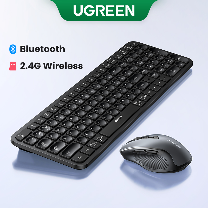 UGREEN Mice and Keyboard Wireless Bluetooth & 2.4GHz Keycaps for Laptop MacBook iPad PC Tablet Bluetooth Keyboard