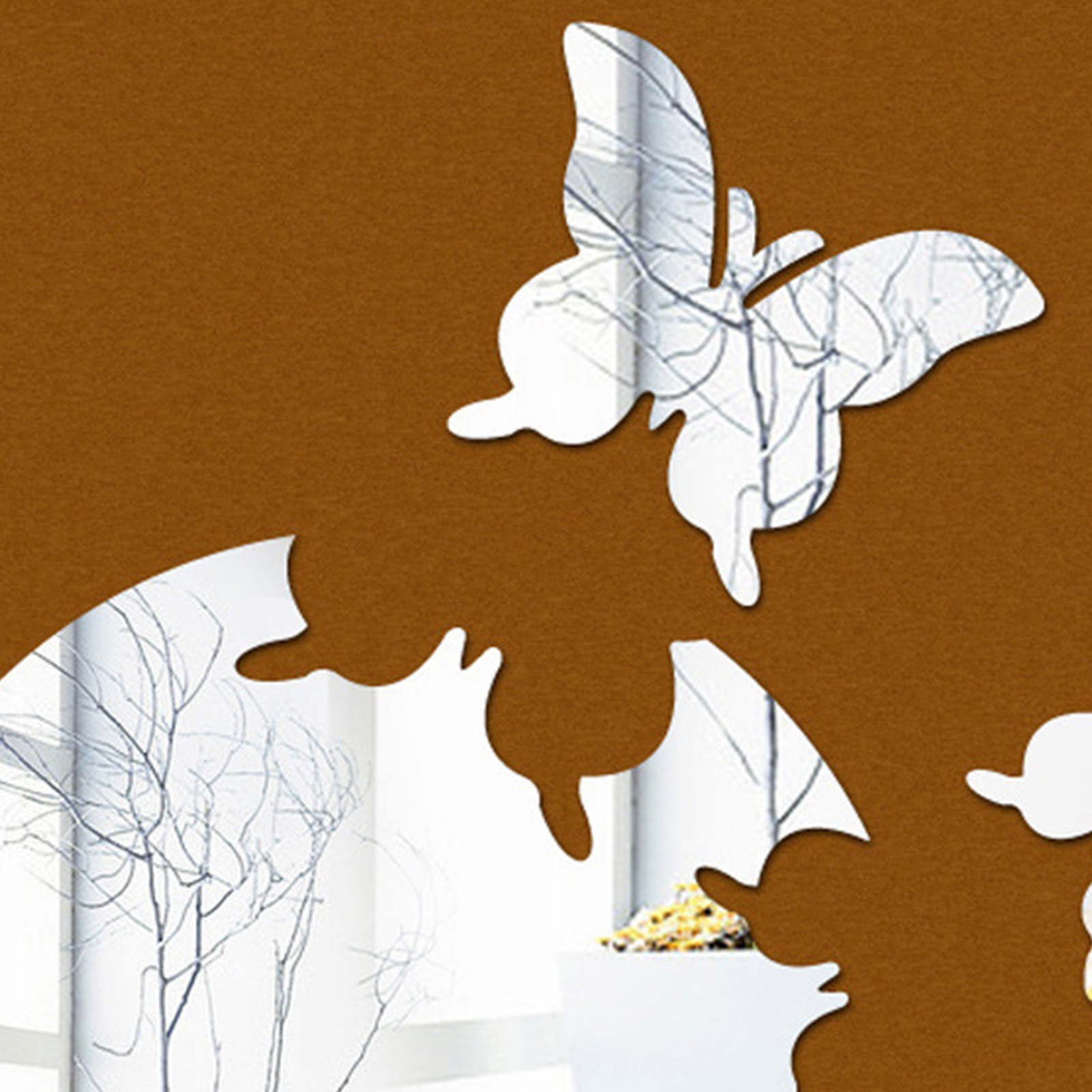 4Pcs/Set Wall Sticker Fade-resistant Strong Adhesive Acrylic 3D Butterfly Shaped Mirror Sticker for Home. 