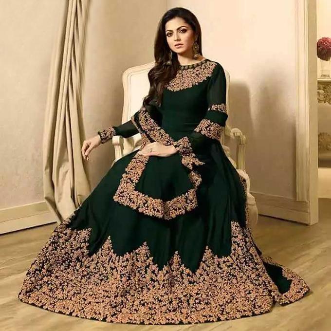 embroidered semi stitched dress