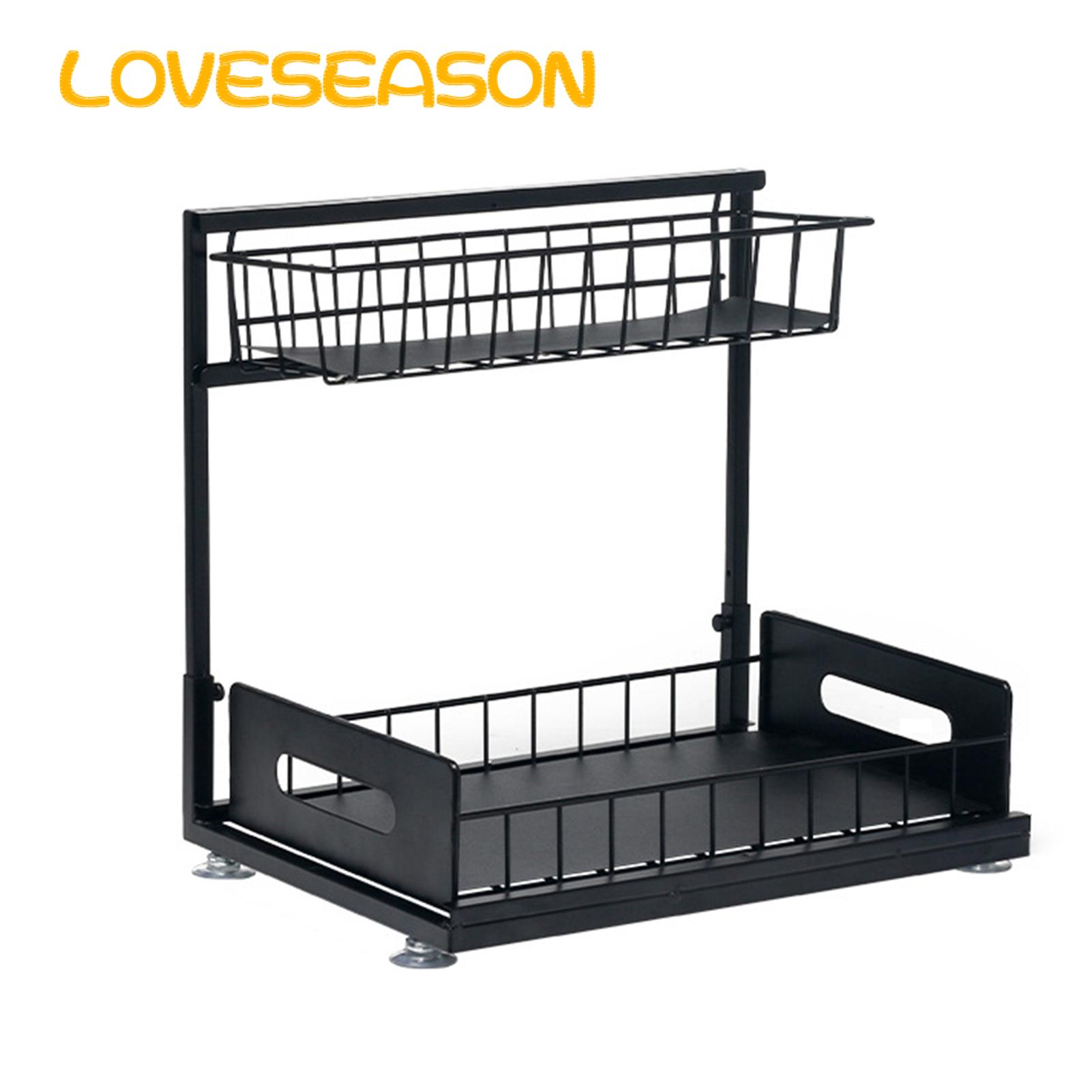 Loveseason Maximize Your Kitchen Space with our Under Sink Organizer Double Layer Sliding Drawer Large Capacity for Easy Access Bathroom and Organization Adjustable Height Cabinet Customized Storage Perfect Homes Restaurants Hotels Order Now a Tidy. 