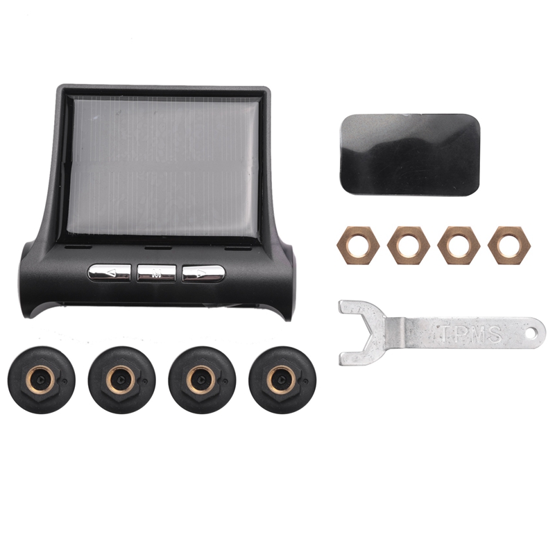JAERBEE 3X Solar Tpms Car Tire Pressure Alarm Monitoring System 4 External Automatic Alarm Tire Pressure Temperature Warning. 
