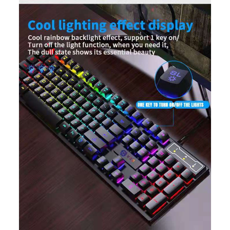 V2S KM200 Universal Combo Bundle Wired Gaming With RGB Backlight Key Mechanical Keyboard And Mouse Set. 