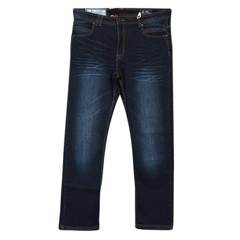 Navy Blue Cotton and Spandex Jeans Pant 