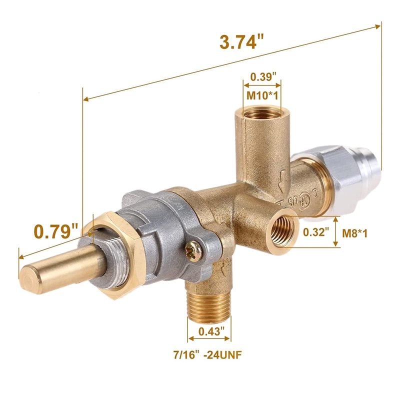 Safety Brass Patio Heater Main Control Valve with Pilot Port Fit for Low Pressure Gas Patio Burner Connection. 