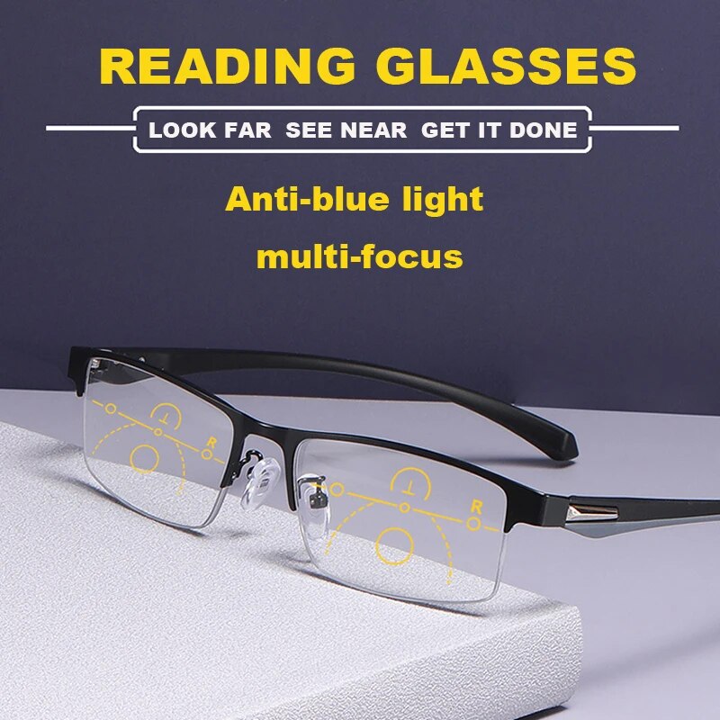 （New）Progreive Multifocal Reading Glae Men Handome Anti Blue Light Precription Glae Eye Glae Color Changing In unlight. 