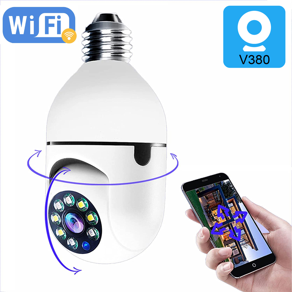 V380 Tuya PTZ Wifi Camera Mini Plus E27 Bulb Socket Security Wi-fi Camera auto rotate light bulb camera. 