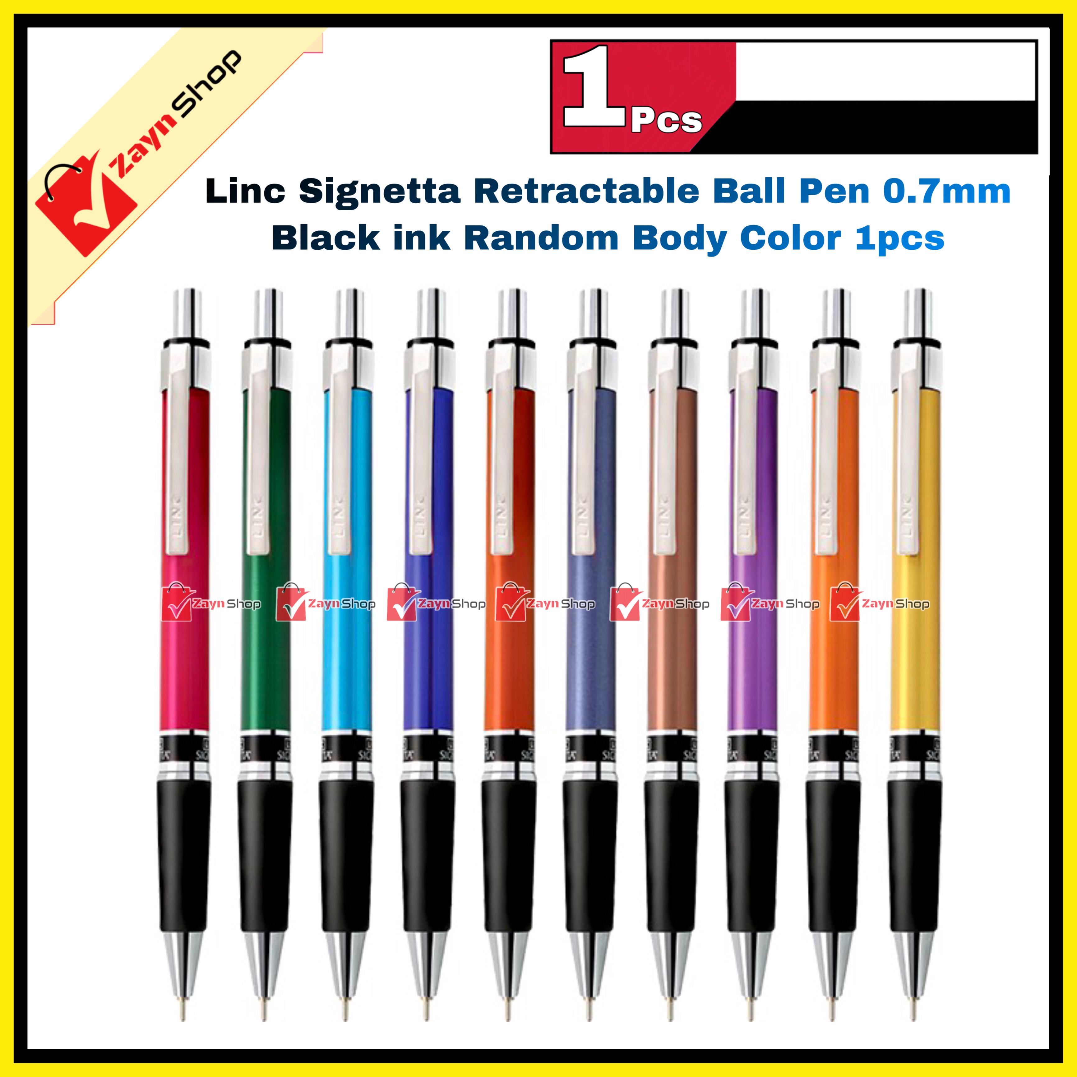 Linc Signetta Retractable Ball Pen 0.7mm Black ink Random Body Color 1pcs. 
