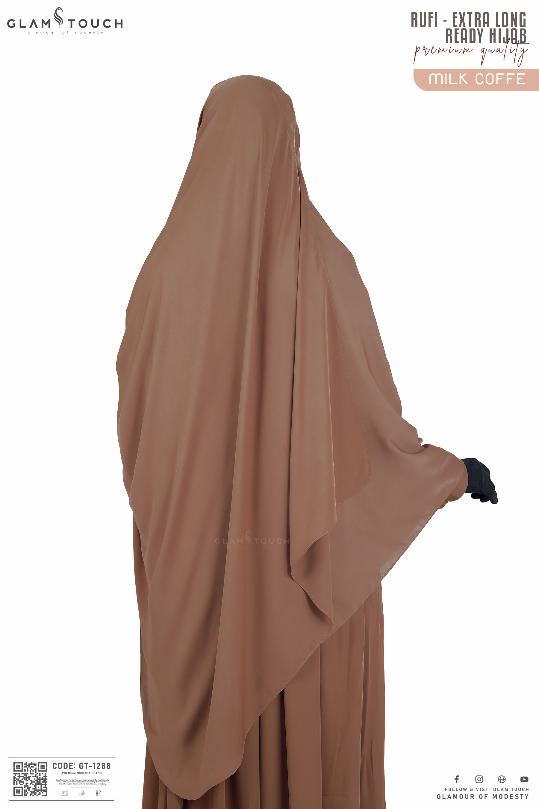 Glam Touch Extra Coverage One Loop Ready Hijab Set. 