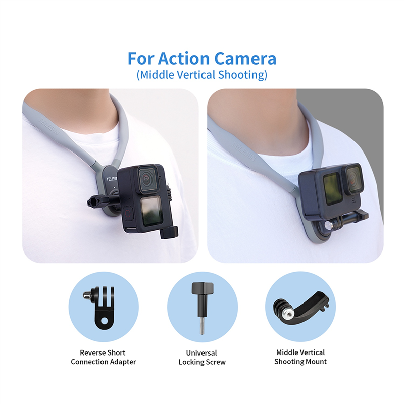 TELESIN Magnetic Silicone Neck Hold Mount For Insta360/DJI Osmo/GoPro Hero 11 10 9 8 7 6 5 Action Camera Replacement. 