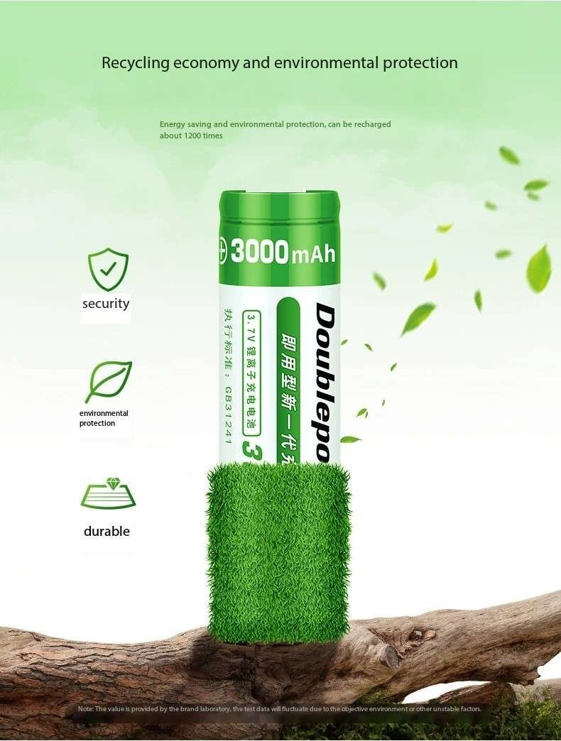 Doublepow ICR 18650 3.7V 3000mAh High Capacity Flat Top Lithium ion Rechargeable Battery (Flat Top) - 1 Piece. 