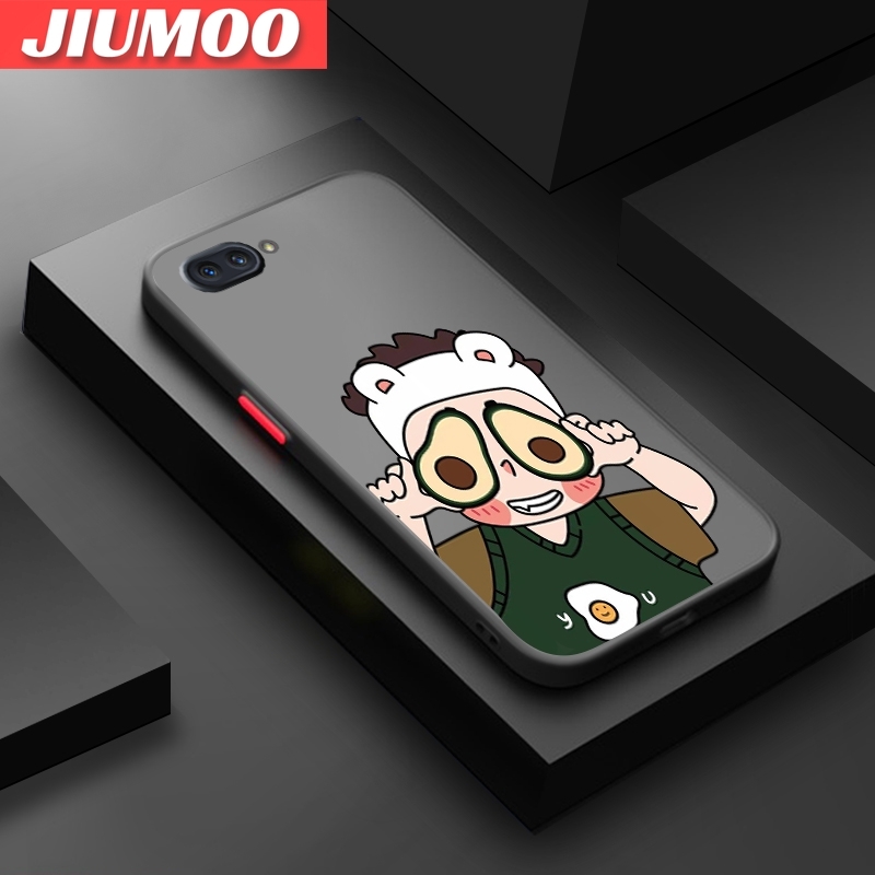 JIUMOO For OPPO A5 2018 OPPO A3s OPPO A12E Realme C1 Case Cartoon Cute Avocado Girl Thin Frosted Transparent Cover Lens Camera Protect Edge Full Cover Casing Hard Cases. 