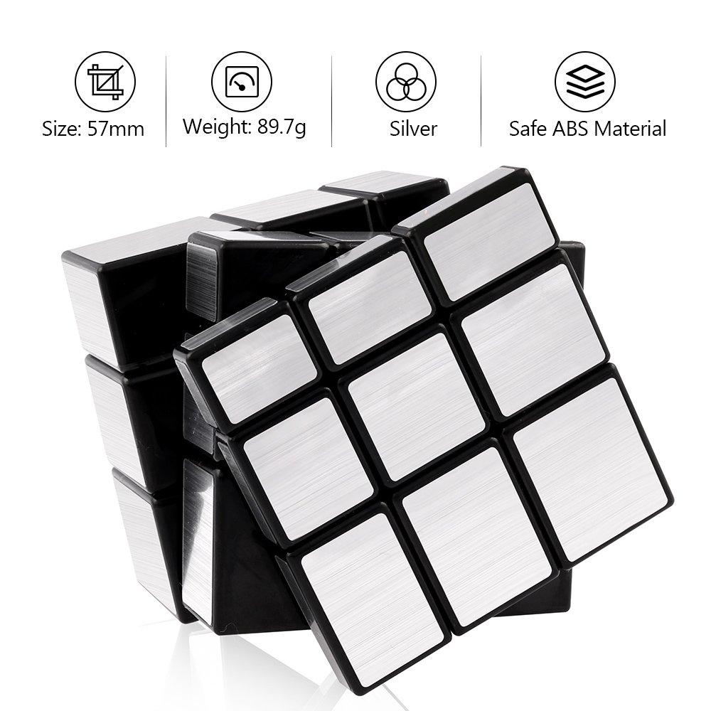 Mirror Cube 3x3 Speed Cube 3x3x3 Mirror Blocks Unequal Puzzle Silver Black 57mm. 