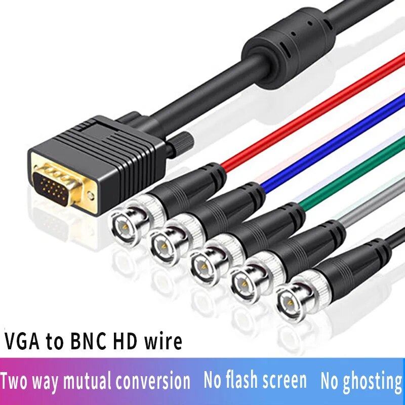 VGA to RGBHV Video HDB15 to 5 BNC RGB Video Cable for HDTV Monitor cable. 