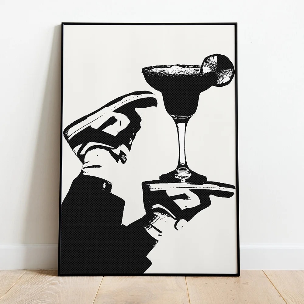 Black White Fashion Sneaker Cocktail Martini Margarita Espresso Martini Poster Canvas Painting Print Wall Art Picture Home Decor. 