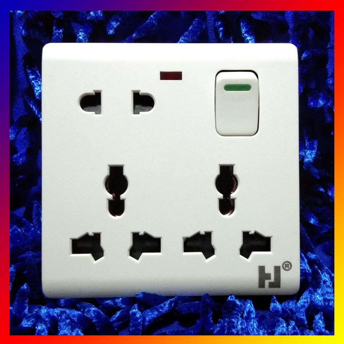 Electric 8 pin wall multi socket with Indicator 3 pin Double & 2 Pin With Switch