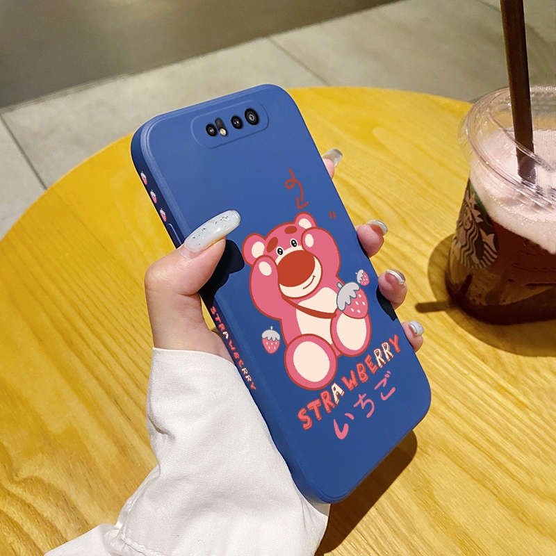 【Lejia】YIWESAN For Samsung A80 Case Thin New Design Case Side Phone Case Square Edge Casing Cute Bear Full Back Cover Cases Shockproof Protection Softcase. 