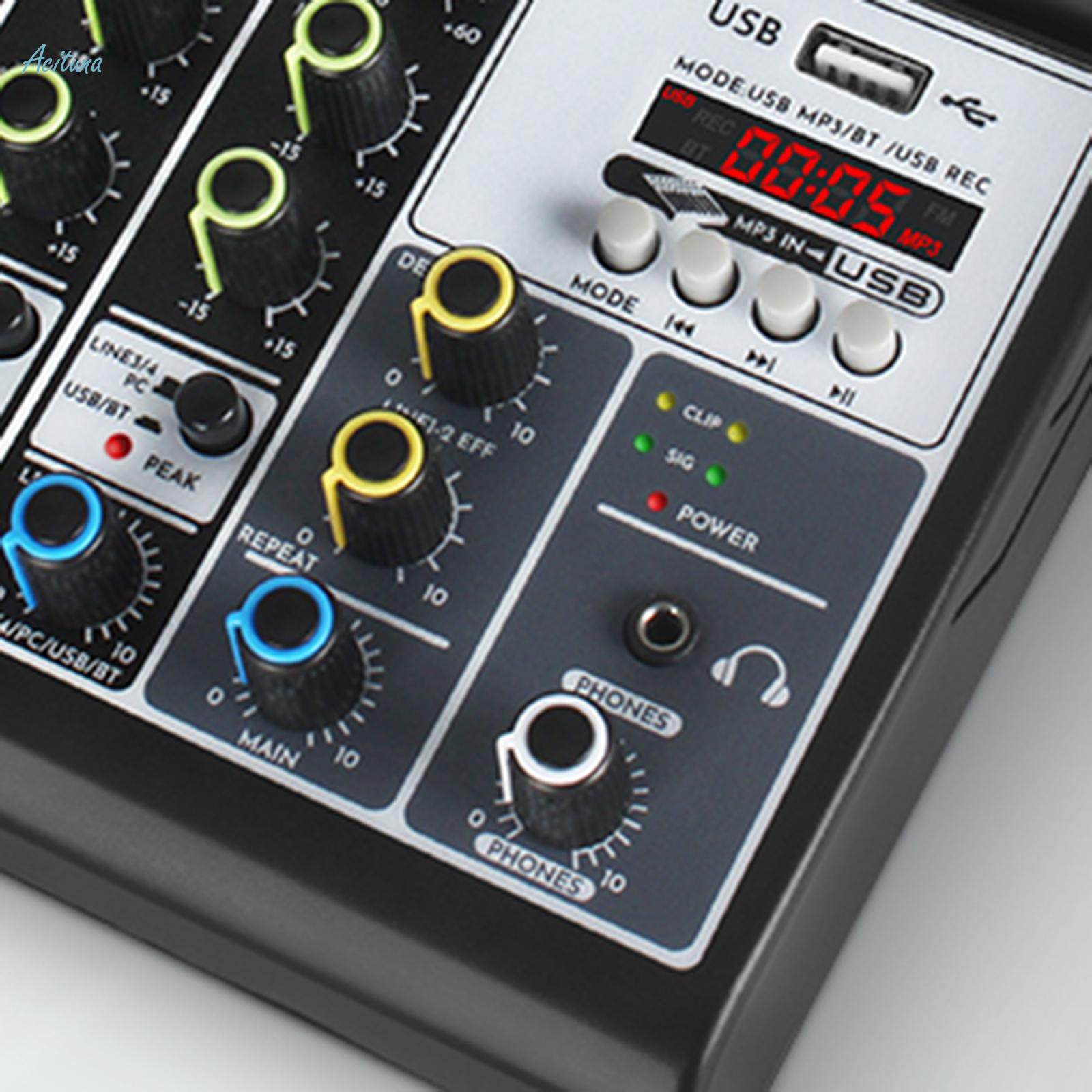 4 Channel Audio Mixer Reverb Delay Effect Portable Sound Board Console System for Studio Recording. 