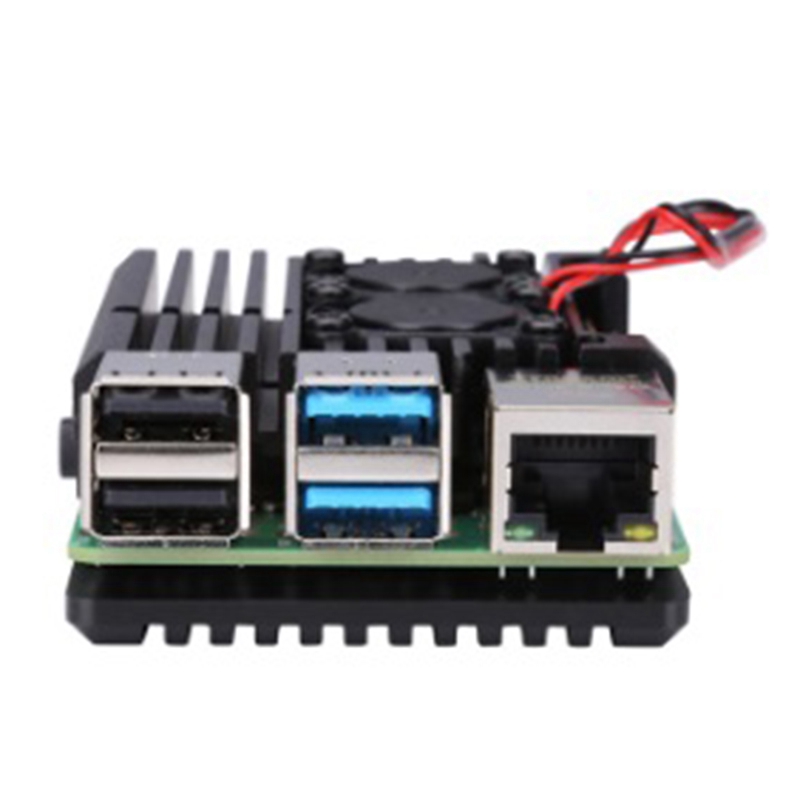 for Raspberry Pi 4 Aluminum Case with Dual Cooling Fan Metal Shell Black Enclosure for Raspberry Pi 4 Model B. 