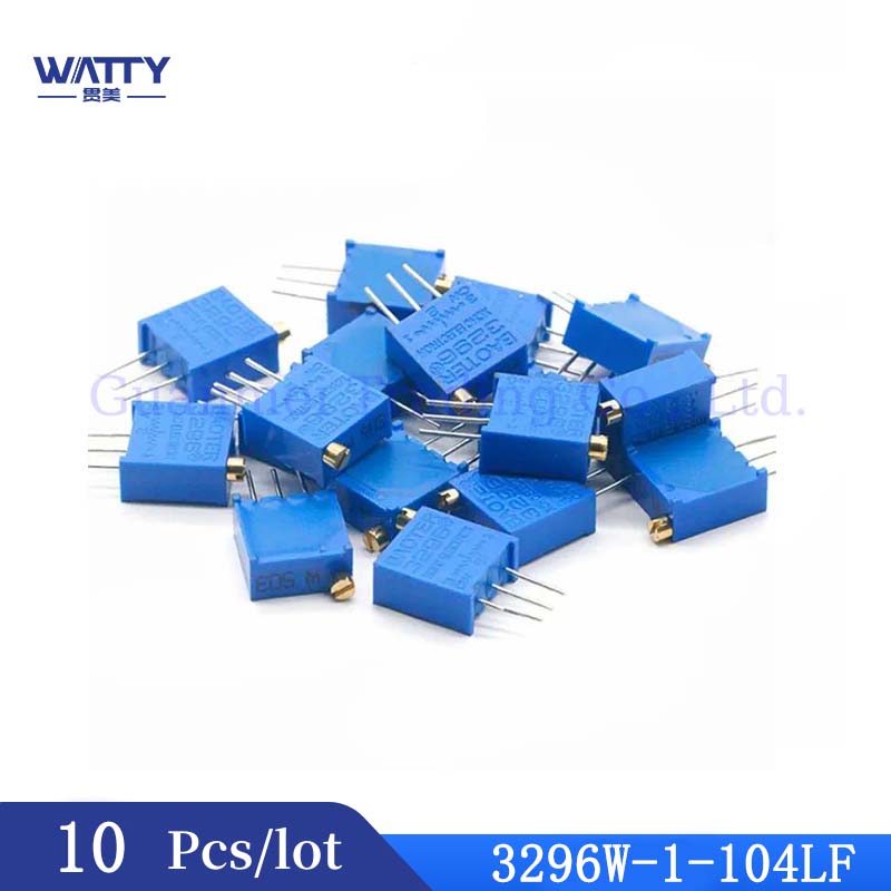 10Pcs/Lot 3296W-1-104LF 100K Multi turn Precision Adjustable Potentiometer Glass Glaze Potentiometer W104 Top Adjustment