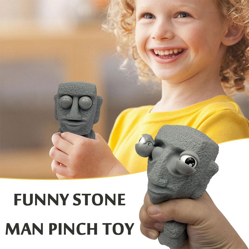 Eye-Popping Rock Man Toy Decompression Funny Toy Creative Venting And Squeezing Novelty TPR Toys