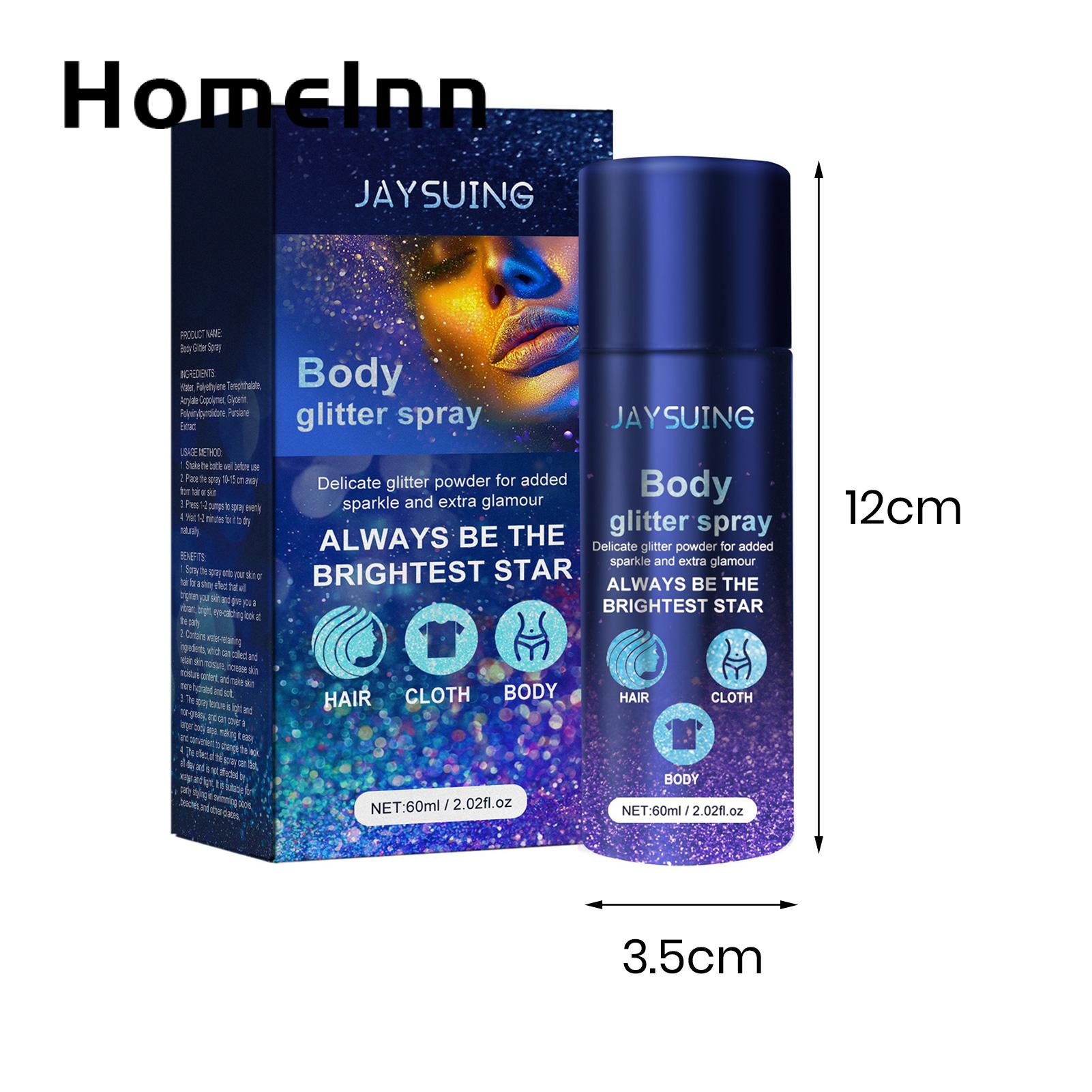 Glitter Spray for Body Sparkling 60ml Glitter Spray for Face Hair Collarbone Party Enhancer with High-gloss Shine Flashy Sequins Spray Southeast Asian Buyers' Favorite Sparkly Body Mist. 