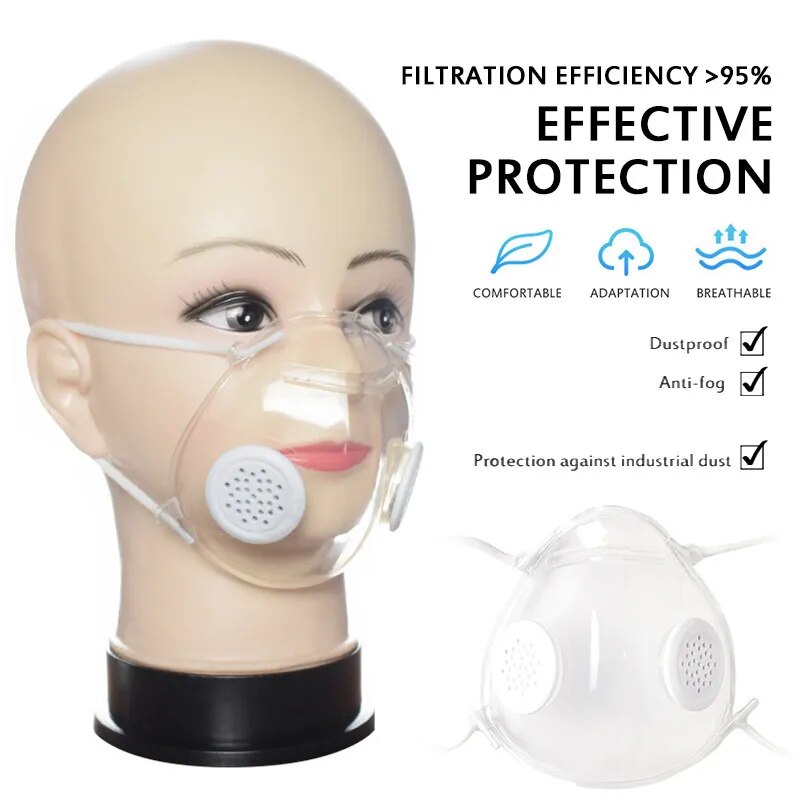 Silicone Reusable Protective Mask With Breathing Valve Deaf-Mute Lip Mask Outdoor Dust-Proof Mask Transparent Mask With Filters
