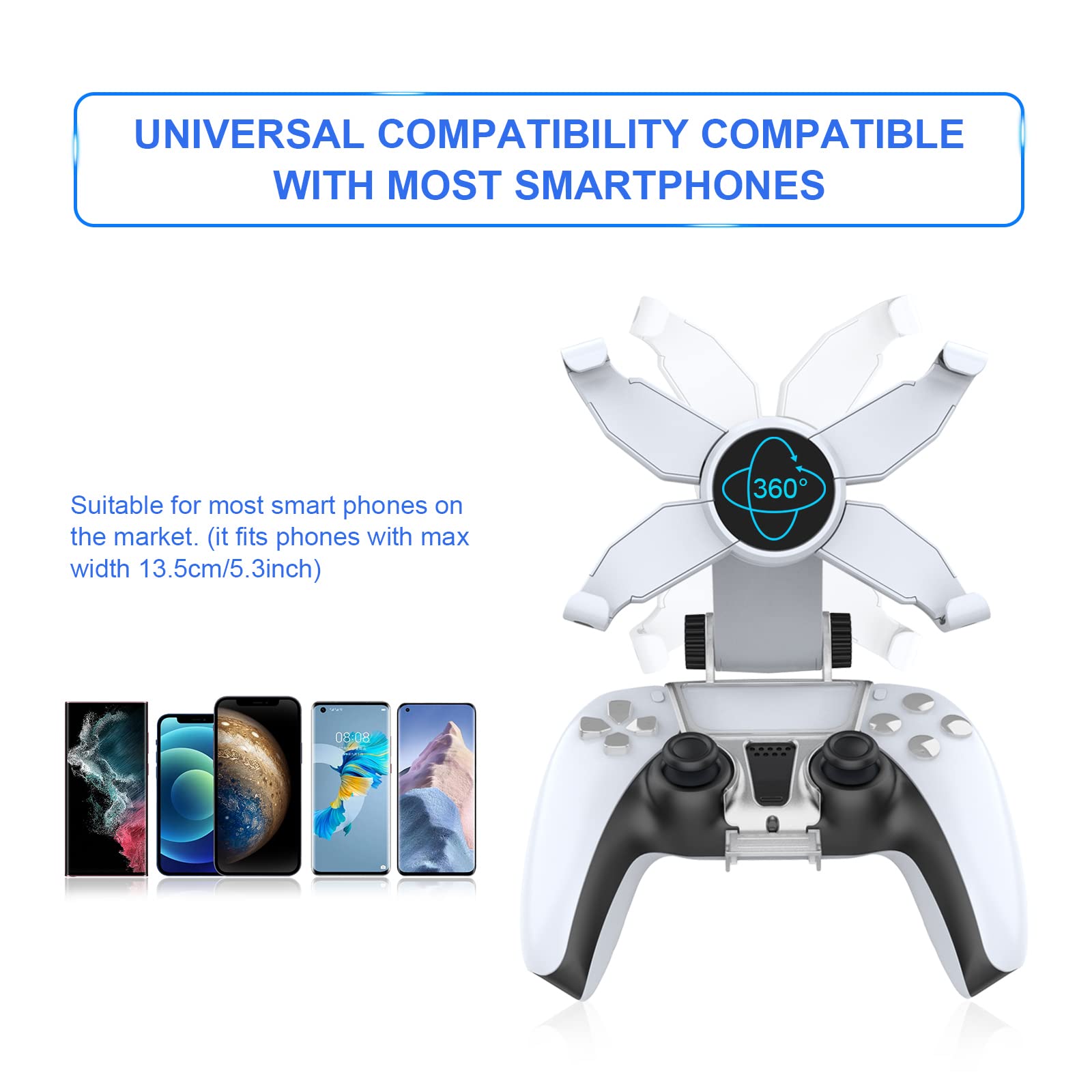 for PS5 Controller Phone Mount Clip Mobile Gaming Clip Cell Phone Stand Holder for Playstation 5 Dualsense Controller. 