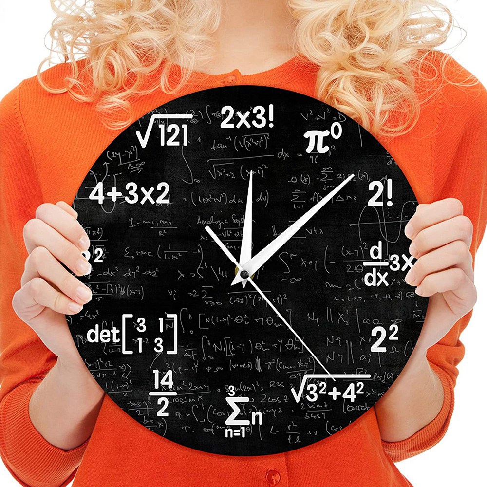 Math Wall Clock,Mathematics Clock,for Kids Math Formulas Icons Wall Clock Classroom Decor,Gift for Teacher. 