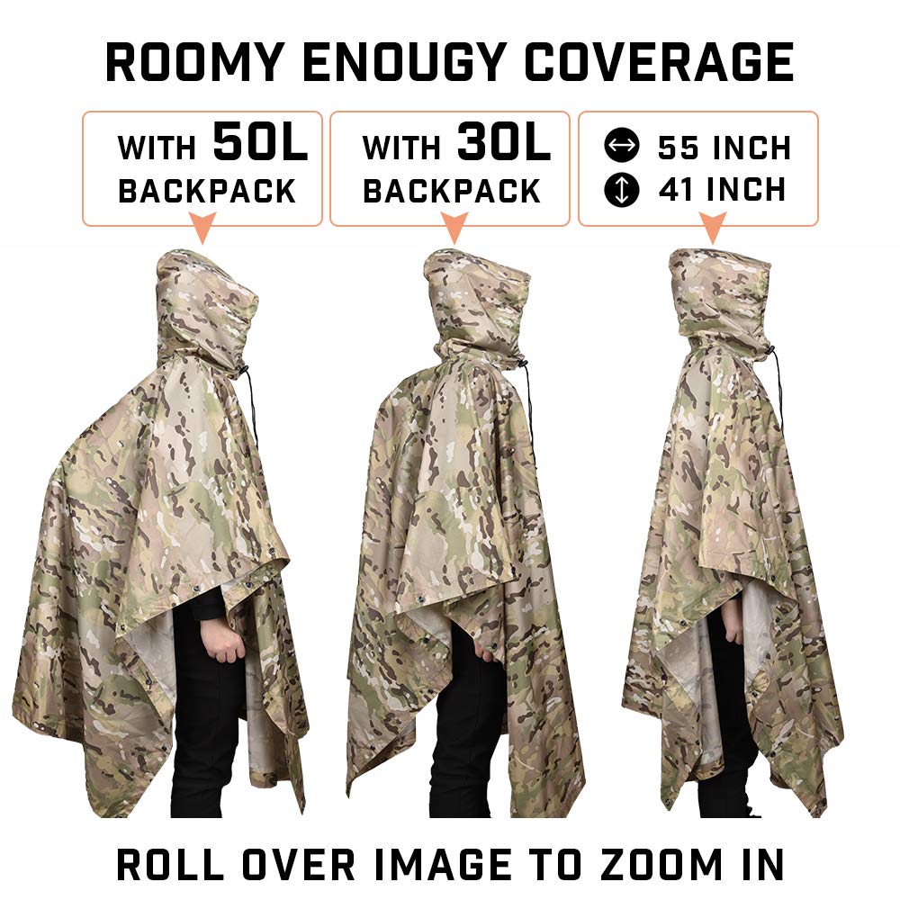 Camouflage Tactical Raincoat for Man Portable Folding Adult Army Waterproof Covered Military Poncho Women Motorcycle Rain Coat. 