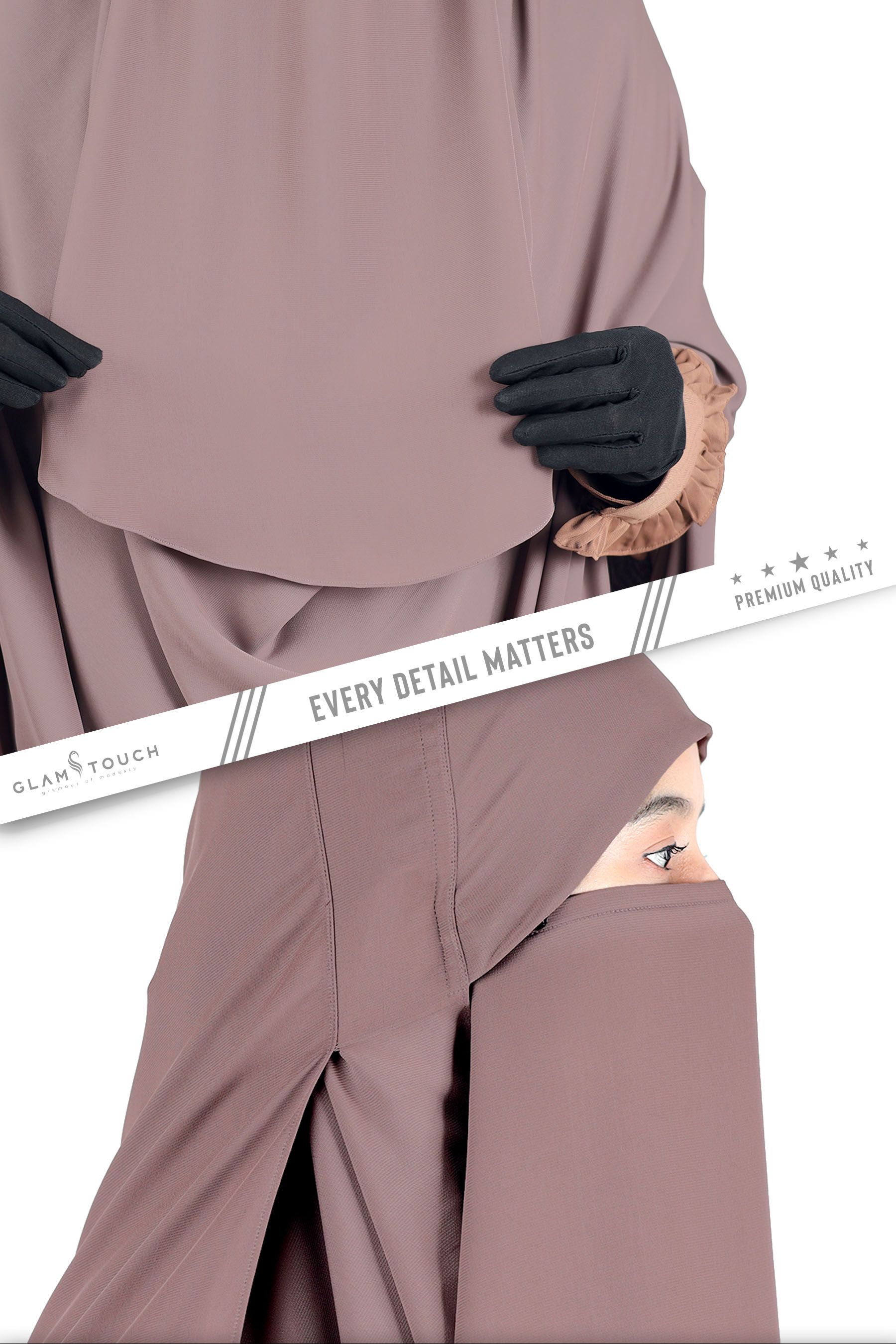 Glam Touch Extra Coverage One Loop Ready Hijab Set. 
