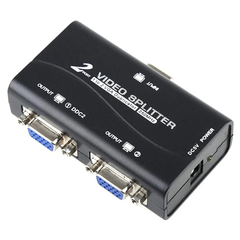 1 PC to 2 Monitor 1 to 2 Split Screen VGA Splitter Video Splitter Duplicator Adapter with USB cable. 