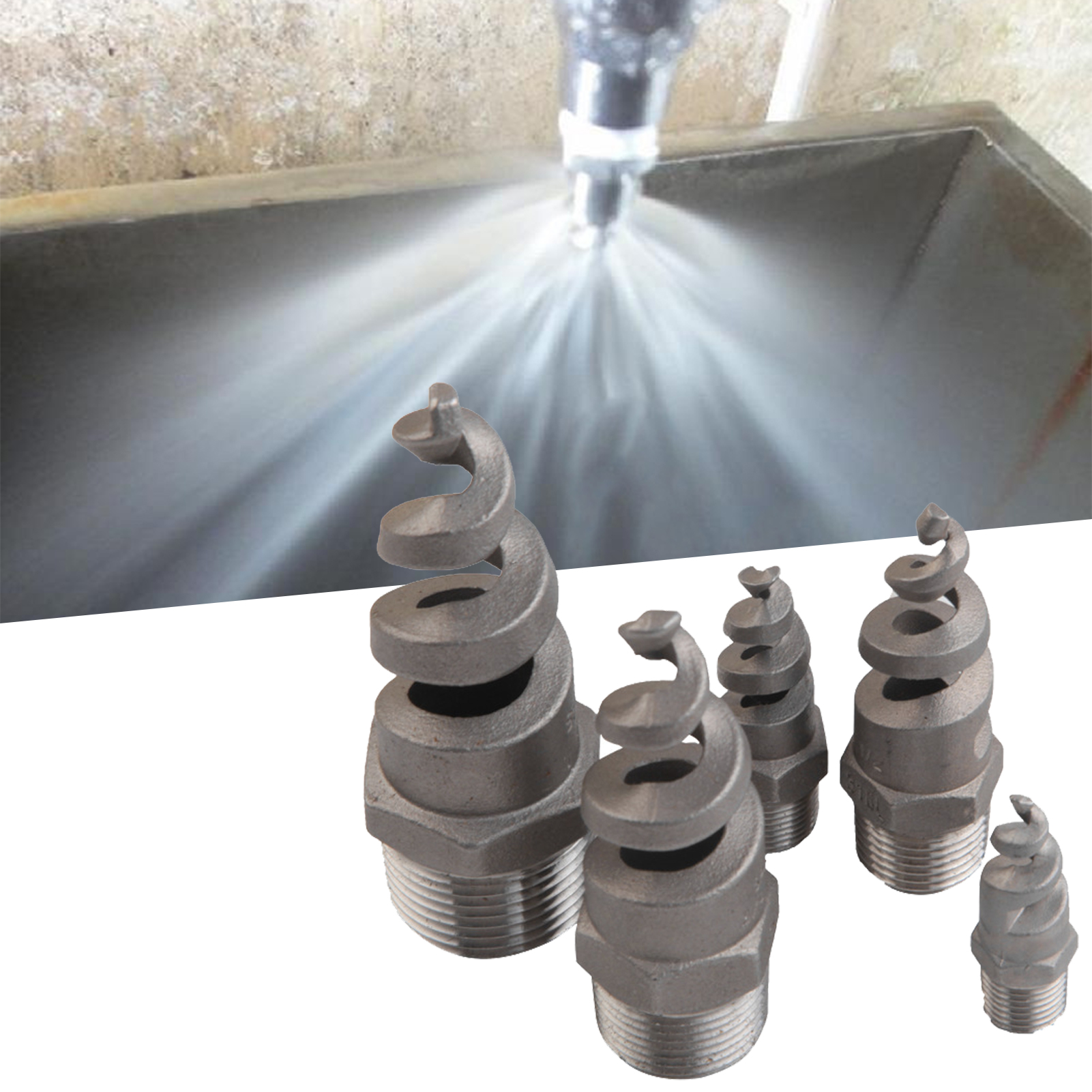 Spiral Nozzle Compt Solid Core Male Thread Spiral Cone Nozzle. 