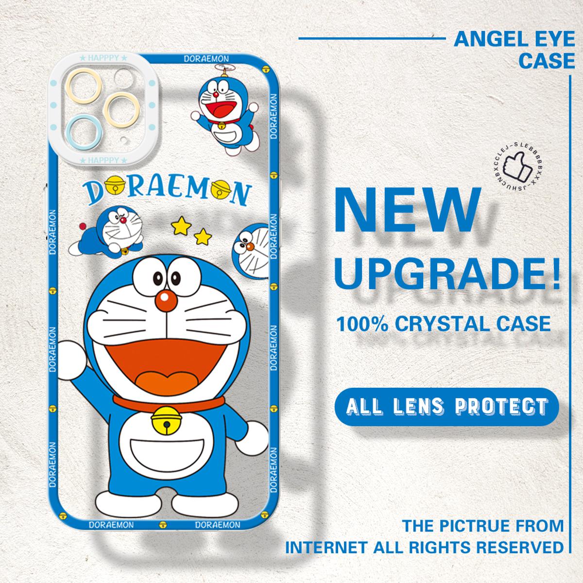 YYDS for iPhone 11 Pro Max Back Cover Happy Doraemon Transparent Silicone Soft Case full lens protection Ultra Thin Phone Case
