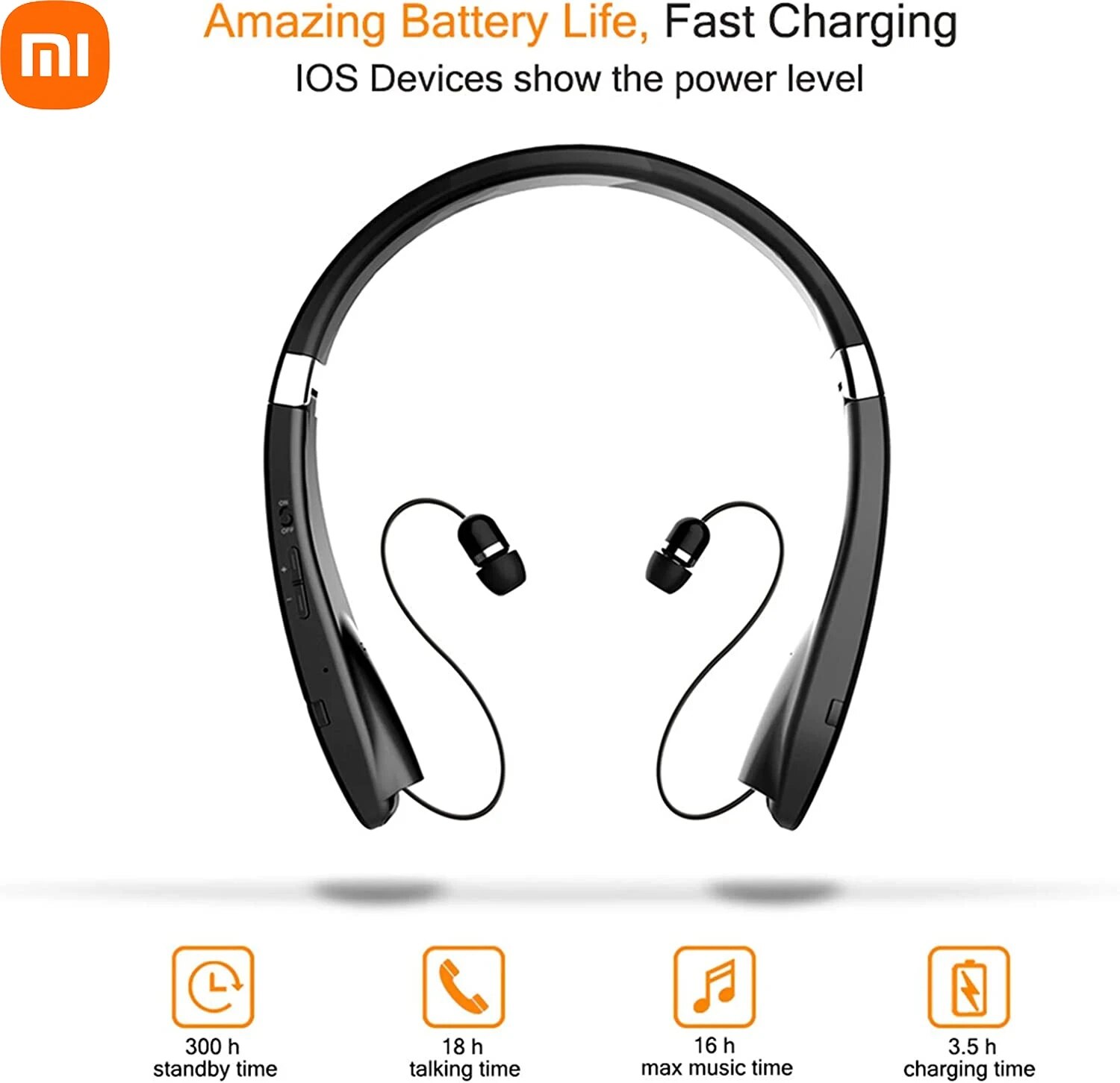 XiaoMI MIJIA SX-991 Wireless Bluetooth Headset Neckband Foldable TWS Headphones Retractable Earbuds Noise Cancelling Hifi Stereo. 