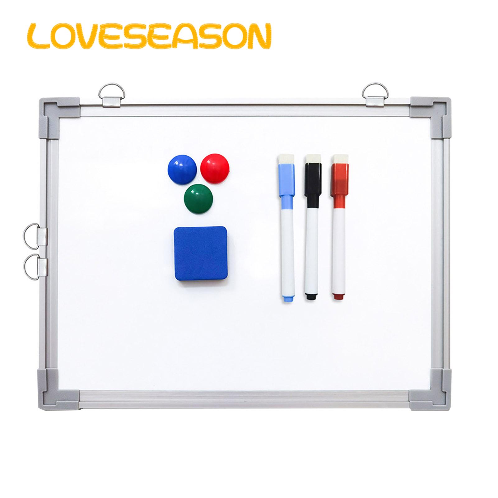 Wall Mountable Whiteboard Double-sided Magnetic Whiteboard with Hooks for Office Classroom Use 40x30cm. 