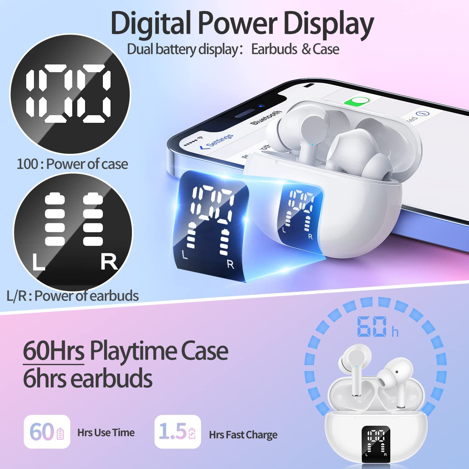 Cross-border Y42 Pro-B Digital Display True Wireless Bluetooth Headset ANC ENC Dual Mi Noise Reduction Sports X08TWS. 