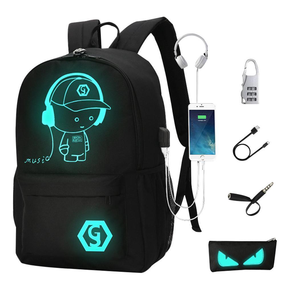 School Backpack Unisex Waterproof Anime Luminous Backpack Multifunctional Portable Charging Listening Music Laptop Backpack Student Backpack Daraz .bd