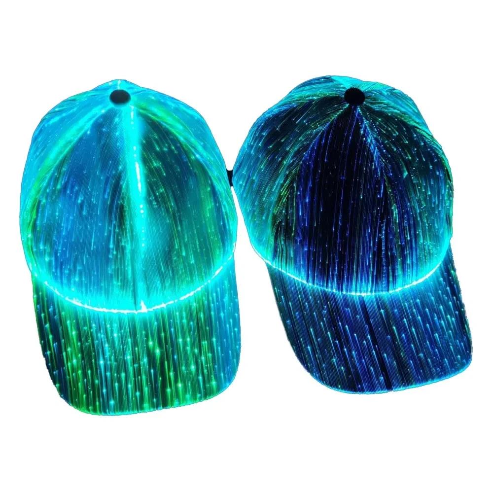 Fiber Optic Cap LED Hat with 7 Colors Luminous Glowing EDC Baseball Hats USB Charging Light Up Caps Performance Led Cap. 