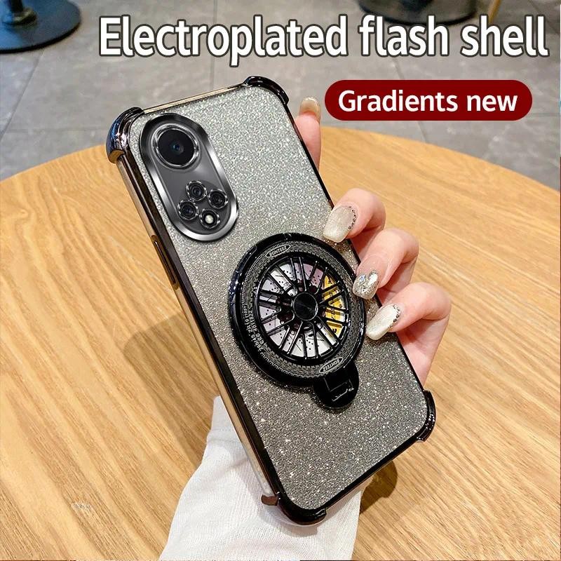 For Huawei Nova 9 Pro Case Shockproof Electroplated TPU Rotating Gyro Stand Cover Phone Casing For Huawei Nova9 Pro Back cover