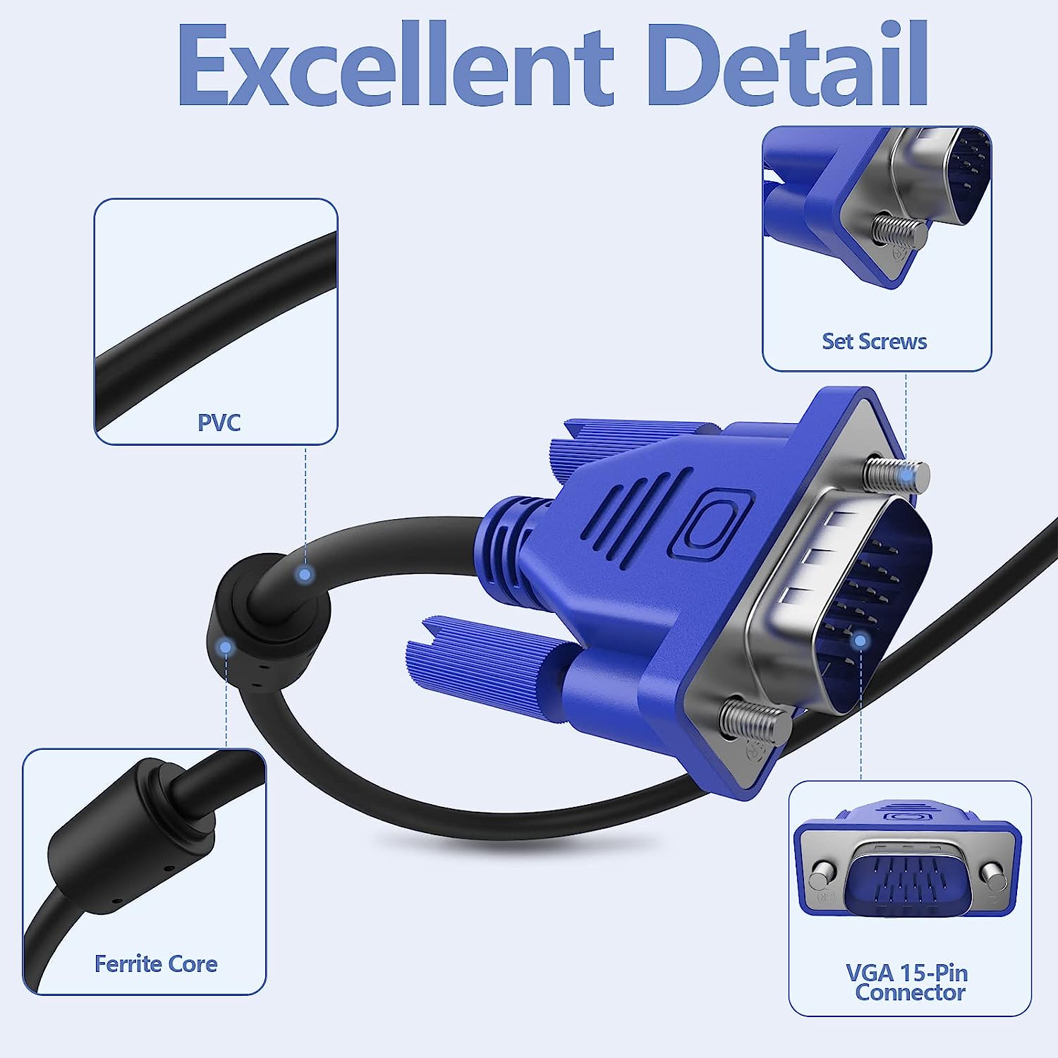 1.5 Meter VGA to VGA Cable for Computer & Others. 