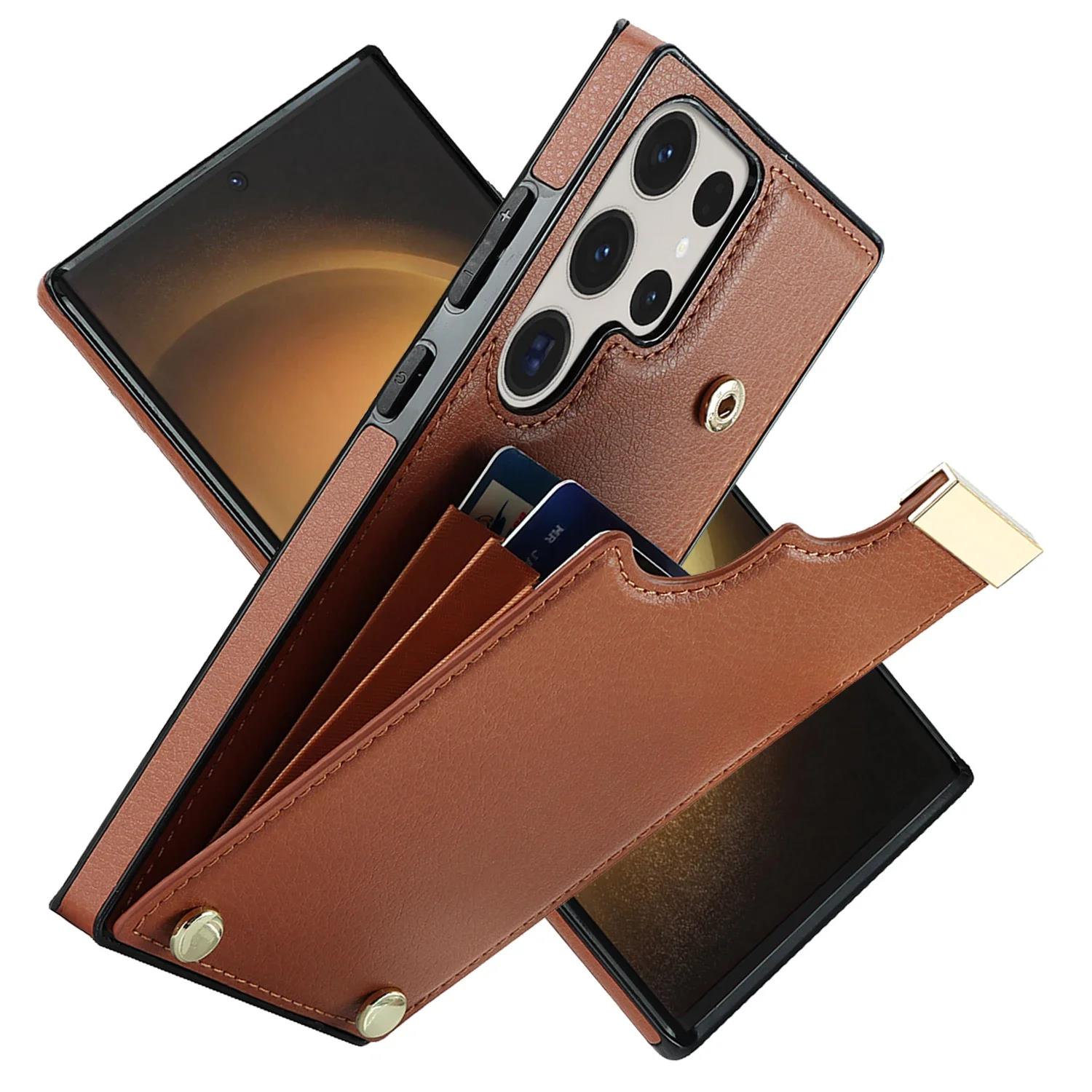 Case For Samsung Galaxy S21 S20 S23 FE S24 S22 Plus Note 20 Ultra A55 A73 A54 A53 A52S A15 A14 5G Organ Card Slot Leather Cover