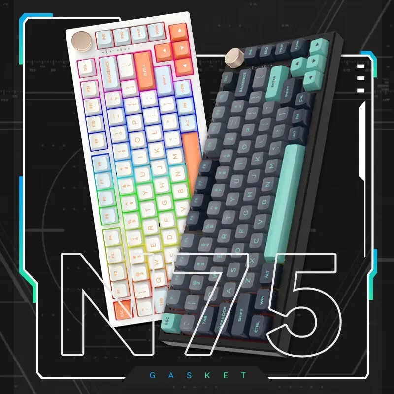 Vgn N75 Pro Keyboard 82 Keys Tri-mode Bluetooth Wireless 2.4g Wired Hotswap Mechanical Keyboard Accessory For Pc Gaming Gifts. 