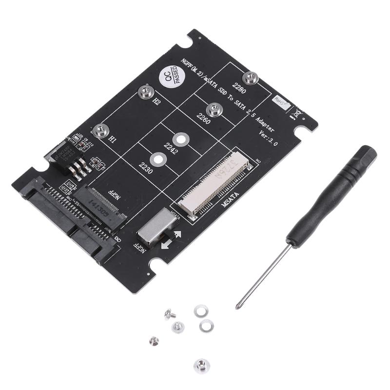 2 in 1 NGFF M.2 B+M Key Mini PCI-E or mSATA SSD to SATA III Adapter Card for full msata SSD/ 2230/2242/2260/22x80 M2. 