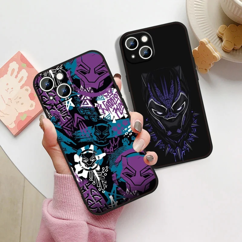 Marvel Black Panther Phone Case For Apple iPhone 14 13 12 11 Pro Max mini XS XR X 8 7 6S 6 Plus Black Soft Funda Back Cover. 