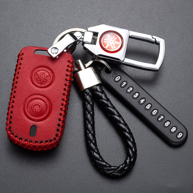 Yamaha Nmax 2020 2021 Aerox S Xmax Sniper 2021 Remote Key leather Case Cover with Keychain. 